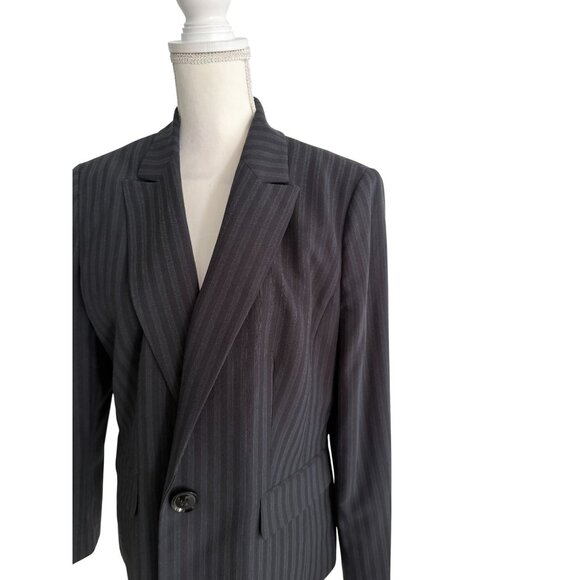 LE SUIT Black Gray Pinstriped Blazer Jacket Size US 14 - Picture 8 of 11